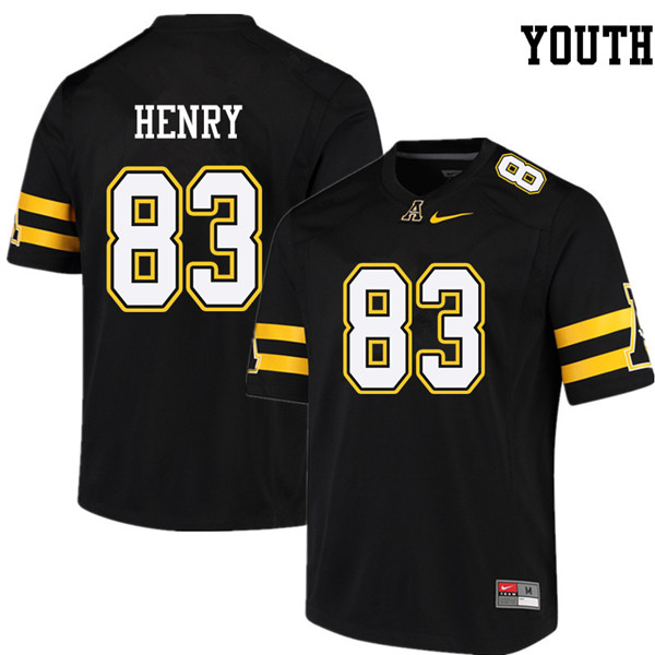 Youth #83 Jake Henry Appalachian State Mountaineers College Football Jerseys Sale-Black